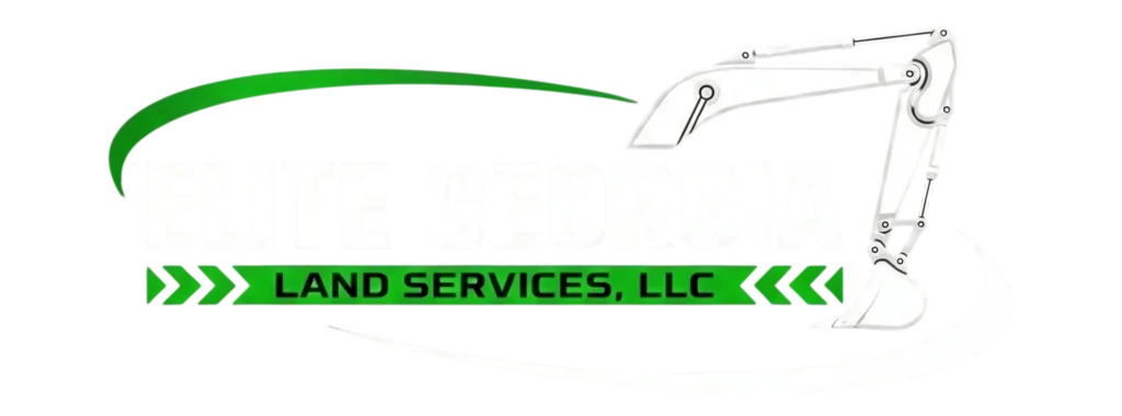 Elite Georgia Land Services LLC logo with green excavator icon and bold black lettering